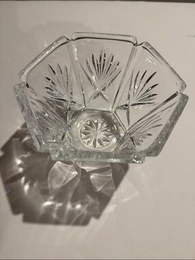 Crystal Candy Dish Wheat Pattern Hexagon
